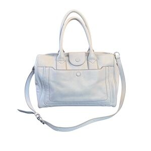 Marc Jacobs Cement Gray Large Pebbled Leather Satchel Tote Shoulder Bag